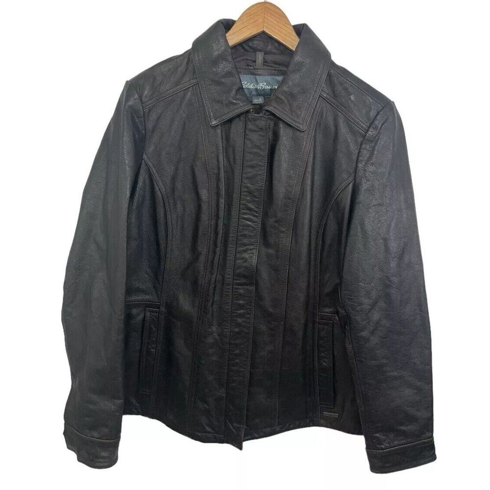 Eddie Bauer Buffalo Leather Jacket Brown Women’s Bomber XL Motorcycle Moto